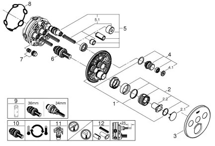 GROHE 29121GN0 - GROHTHERM SMARTCONTROL termosztátos, falba építhető zuhanycsaptelep, arany