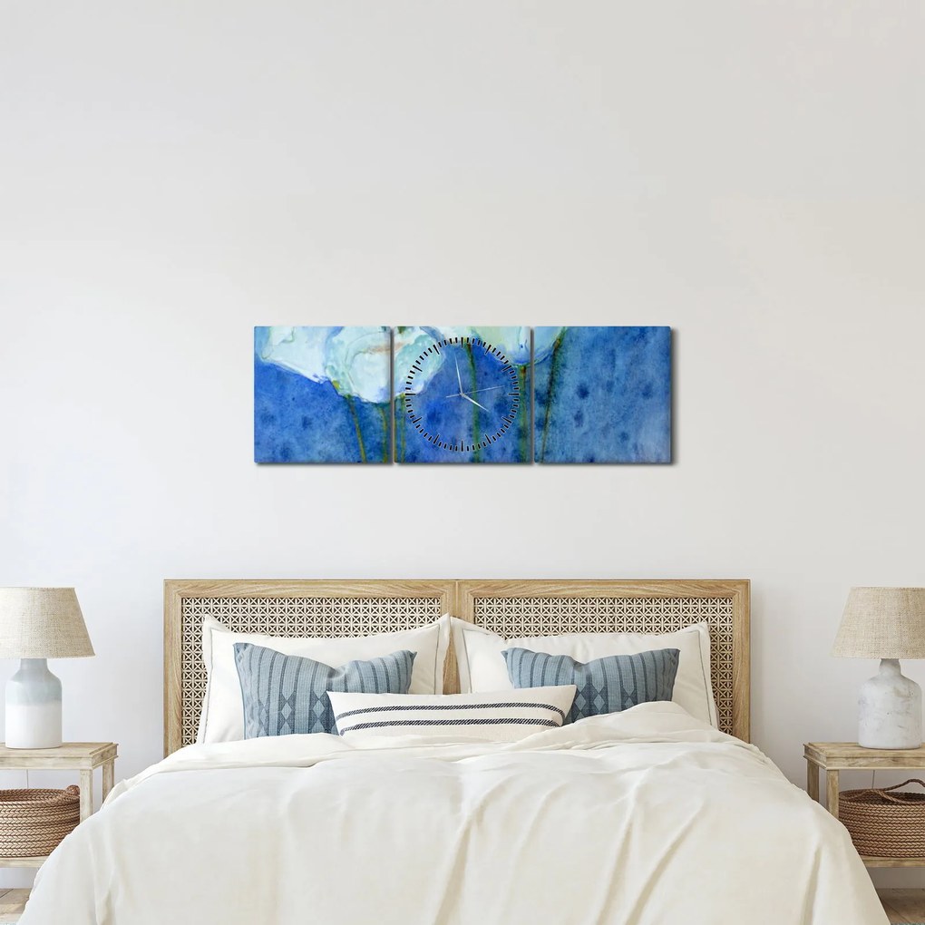 Kép - fehér tulipán (órával) (90x30 cm)