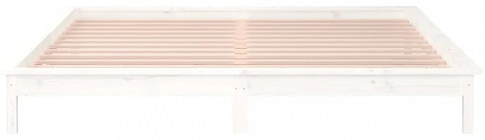 fehér tömör fa ágykeret LED-világítással 120 x 200 cm