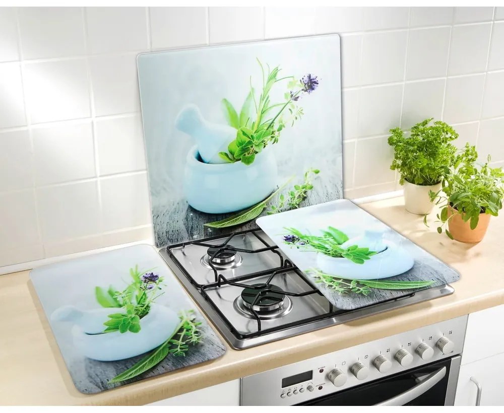 Edzett üveg falvédő tűzhelyhez 50x56 cm Herb Garden – Wenko