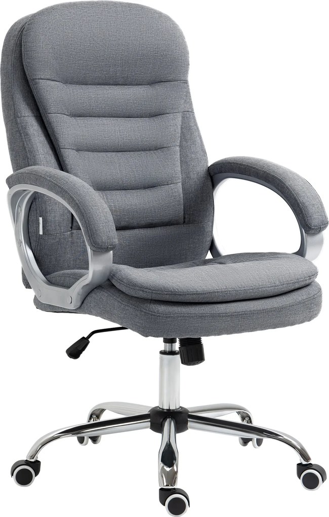 Vinsetto Irodai Szék - Munka Szék, Íróasztali Szék, Forgószék 360° Ergonomikus Hintázó Funkcióval, Magasság Állítható Szürke Vászon, 64 x 75 x 111-121