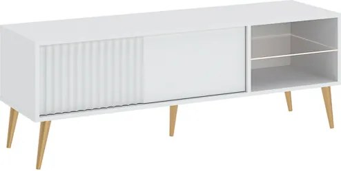BARCELONA komód/alacsony szekrény, 135 cm, 1 ajtós | Fehér/arany