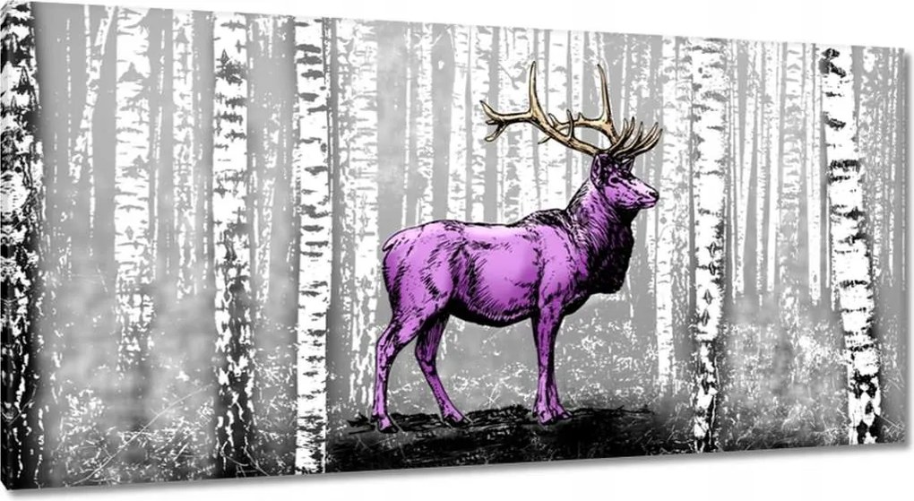 Vászonkép 115x55 Szarvas Nyírfa Erdő