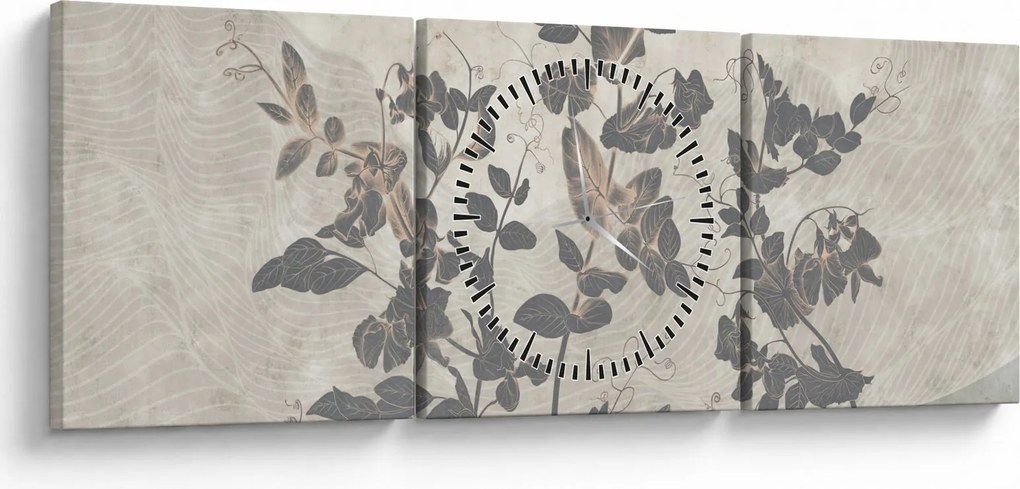 Kép - texturált levelek (órával) (90x30 cm)