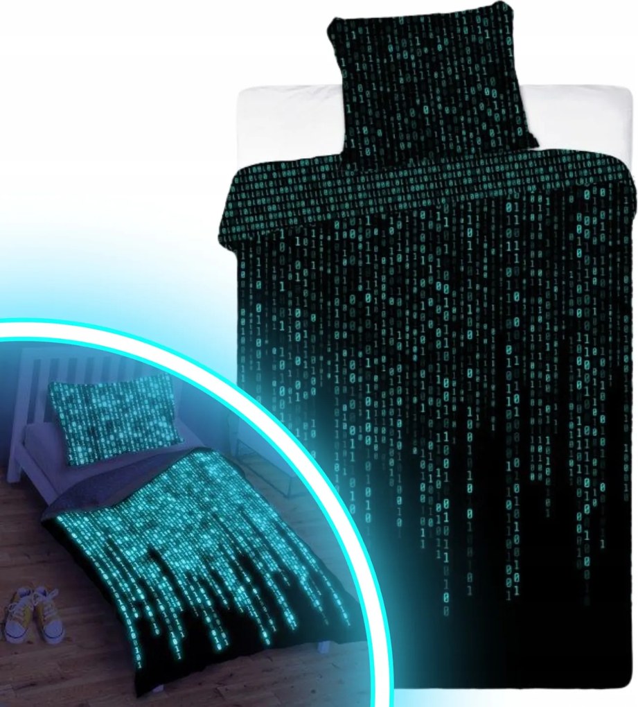 Ifjúsági Ágyneműhuzat 140x200 Világító A Sötétben Gamer Neo Matrix