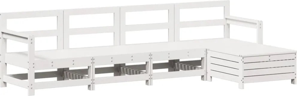 vidaXL 5 részes fehér tömör fenyőfa kerti ülőgarnitúra