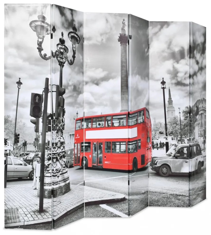 fekete-fehér londoni busz mintás paraván 228 x 170 cm