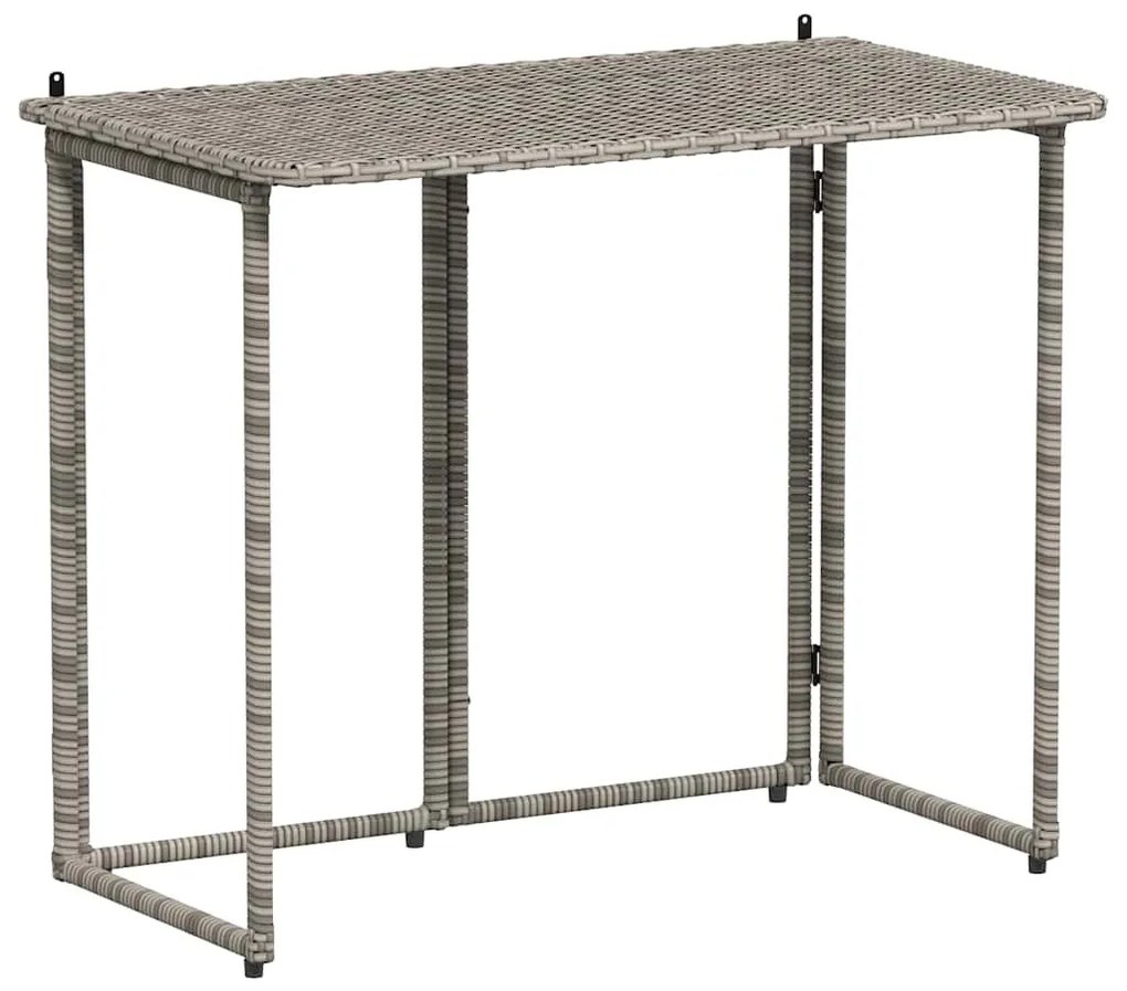 szürke polyrattan összecsukható kerti asztal 90x51x75 cm