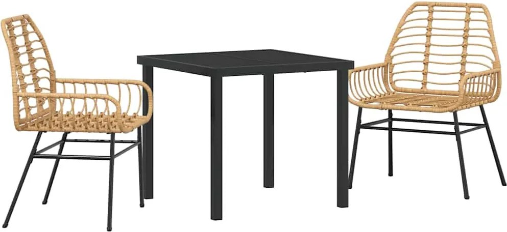 vidaXL Kert étkező szett 3 pcs Barna polirattan
