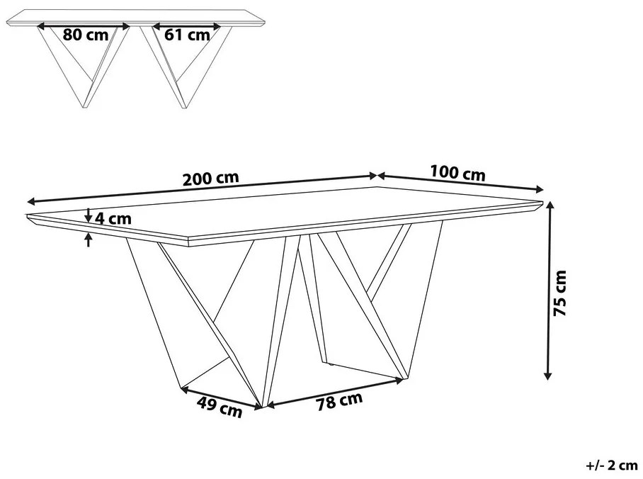Design Fekete És Sötét Fa Étkezőasztal 200 x 100 cm SINTRA Beliani