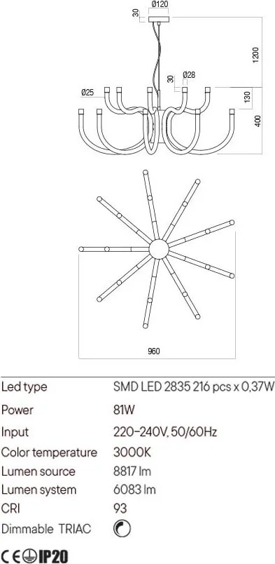 REDO 01-3233 LUXOR Modern Csillár LED IP20