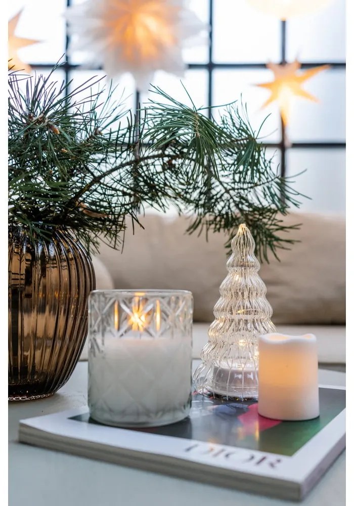 Flamme Romb fehér LED viaszgyertya üvegben, magasság 10 cm - Star Trading