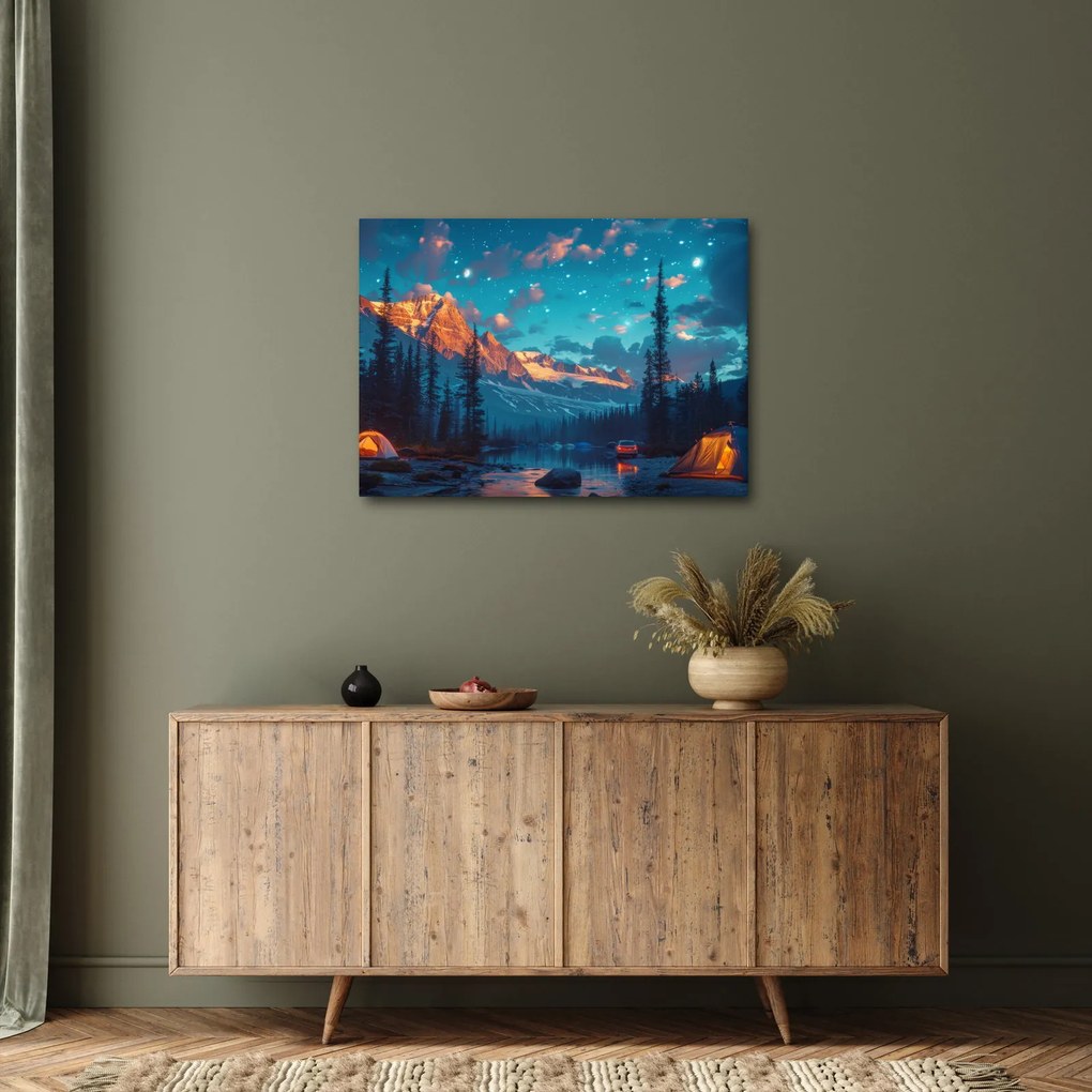 Kép - Kempingezés a hegyekben (70x50 cm)