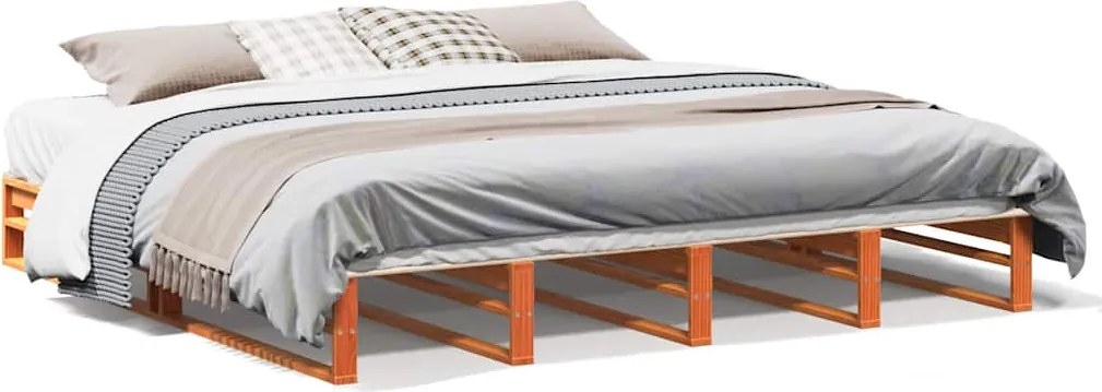 vidaXL viaszbarna tömör fenyőfa ágy matrac nélkül 180 x 200 cm