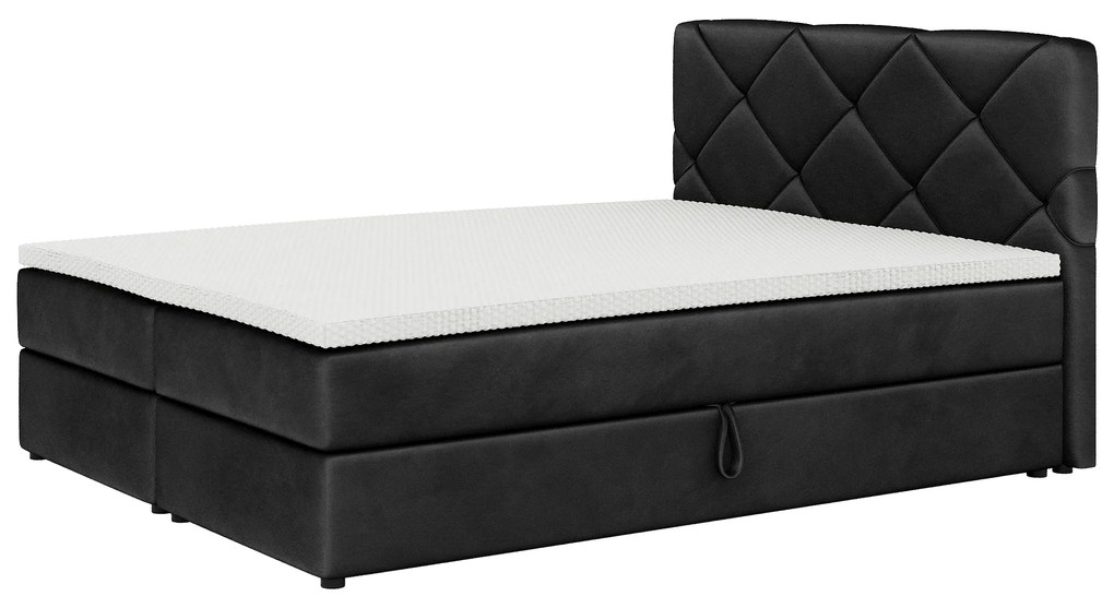 Franciaágy Boxspring 160x200 cm Karum (ágyráccsal és matraccal) (fekete). 1007778
