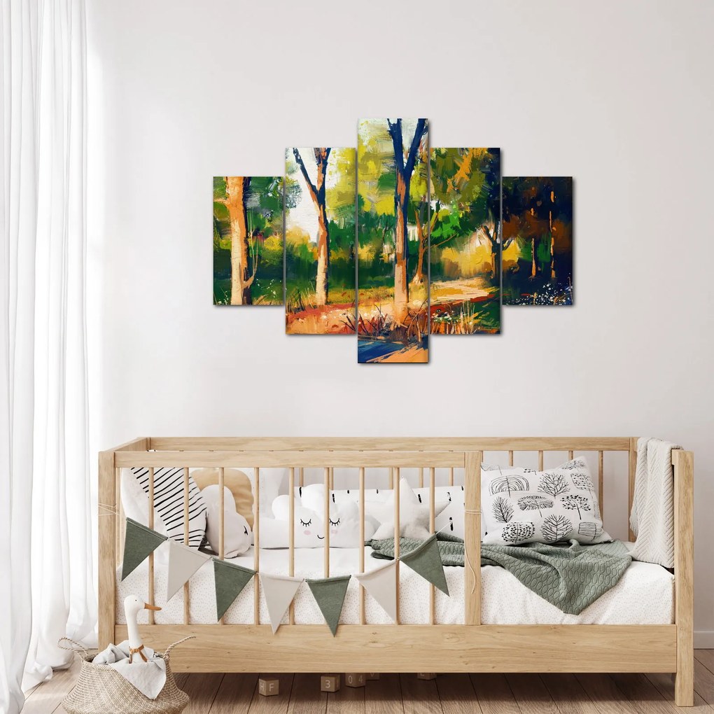 Erdő képe a nyári napsütésben, festmény (150x105 cm)