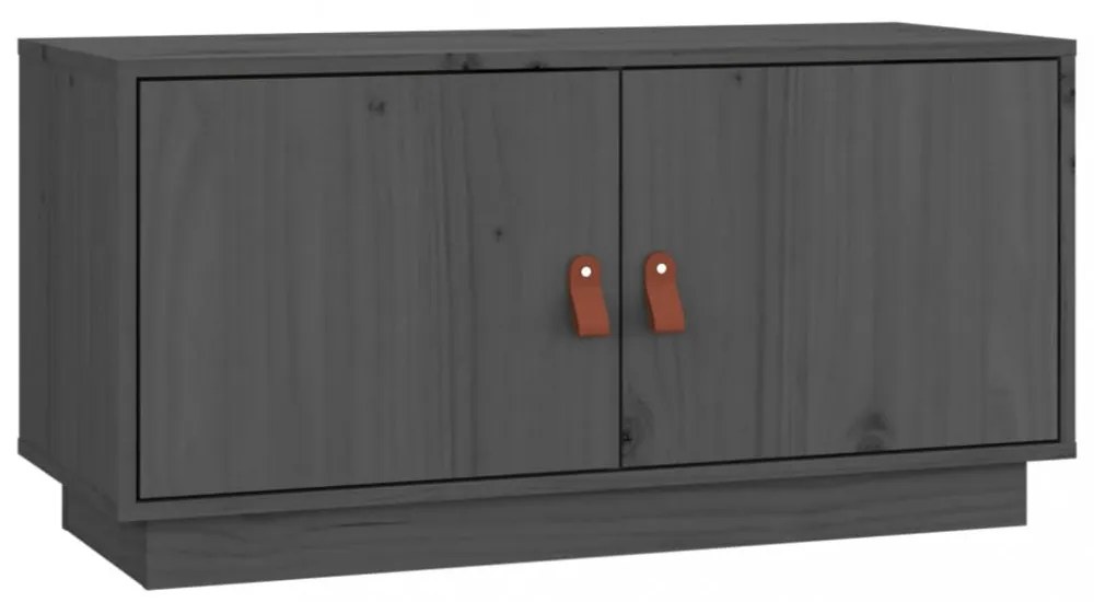 szürke tömör fenyőfa TV-szekrény 80x34x40 cm