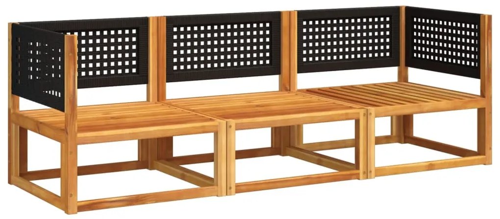 3 részes kerti kanapégarnitúra párnákkal, akácfa és rattan