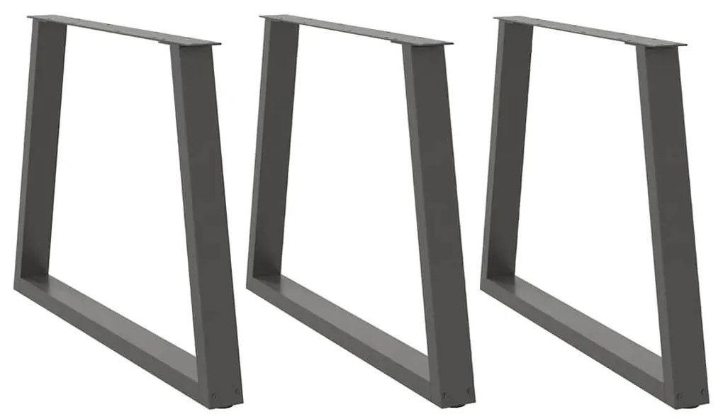 3 db antracitszürke étkezőasztal láb V-alakú 100 x (72-73,3) cm acél étkezőasztal láb