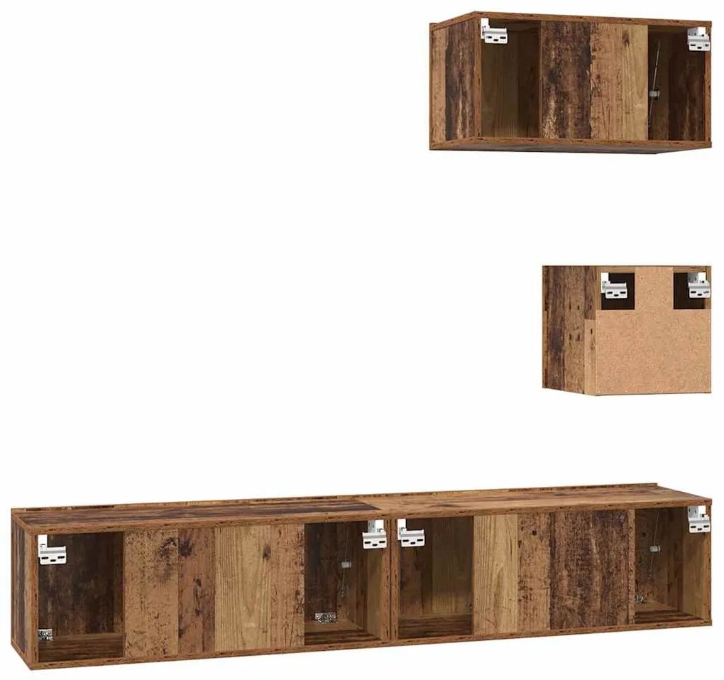 Fali TV Szekrény 4 pcs Régi fa 80 x 30 x 30.5 cm Faanyag