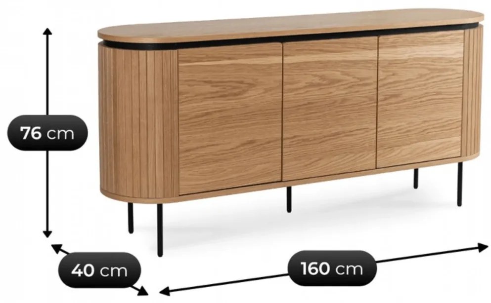 BECK komód 160 cm, háromajtós, tölgy