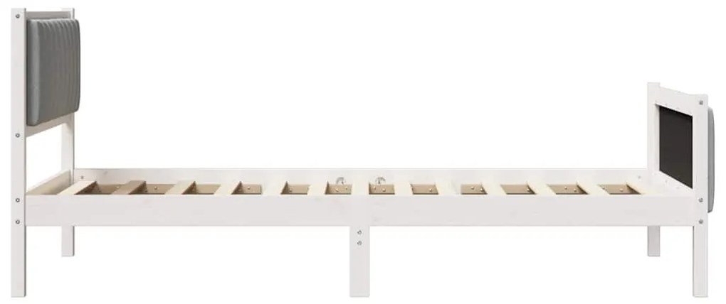 Ágykeret Fehér és világosszürke 100 x 200 cm Tömör fenyőfa