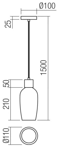 Redo 01-4044 - Csillár zsinóron ATLANTIS 1xE27/42W/230V átm. 11 cm fekete