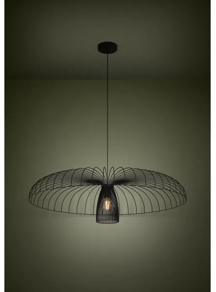 Eglo 390217 - Csillár zsinóron CHAMPERICO 1xE27/60W/230V 98,5 cm fekete