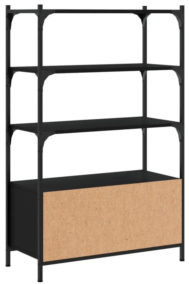 3 szintes fekete szerelt fa könyvespolc 70 x 30 x 109,5 cm