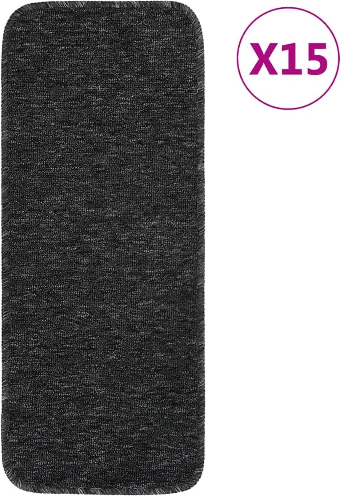 vidaXL 15 db antracit négyszögű csúszásmentes lépcsőszőnyeg 60 x 25 cm
