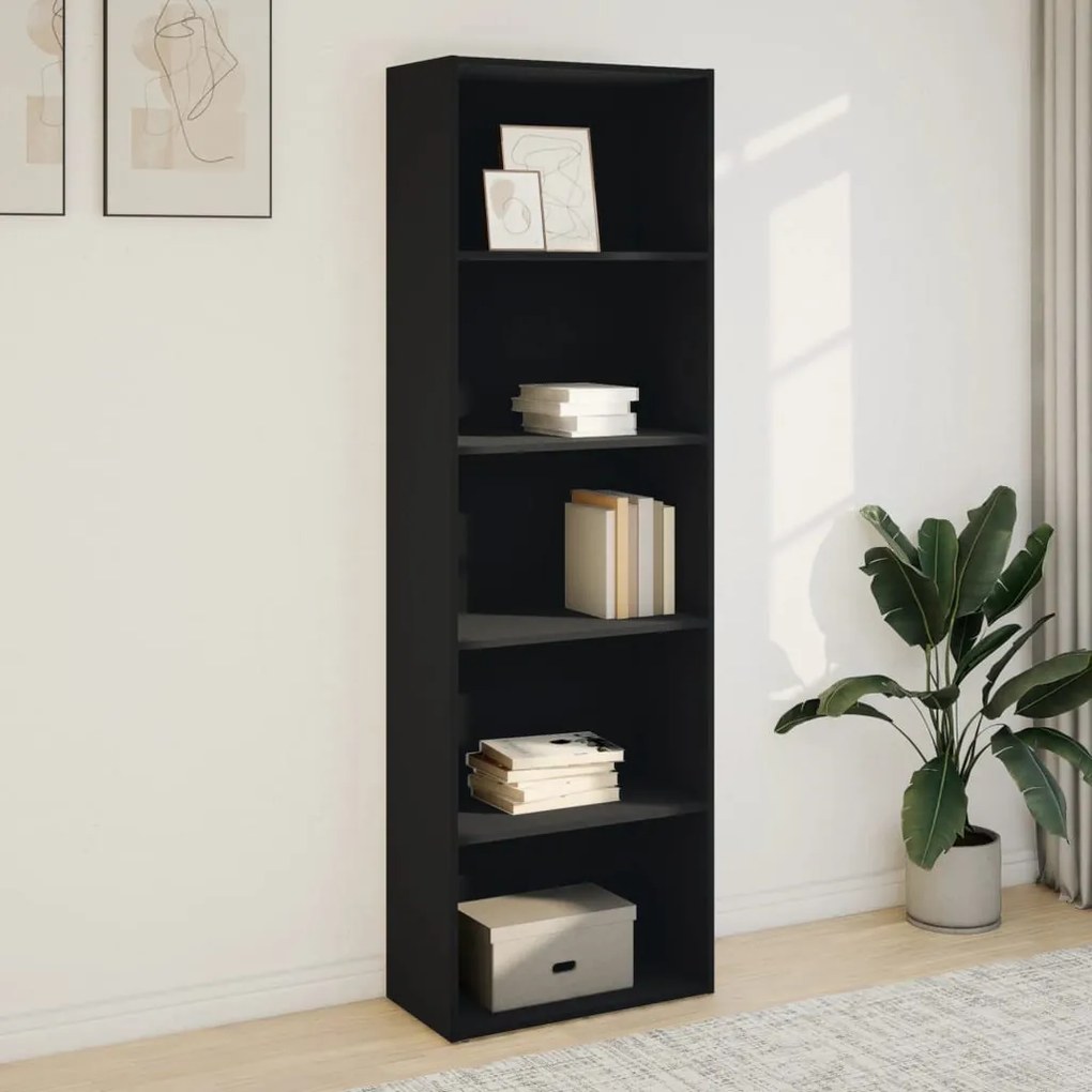 fekete szerelt fa könyvespolc 60 x 30 x 189 cm