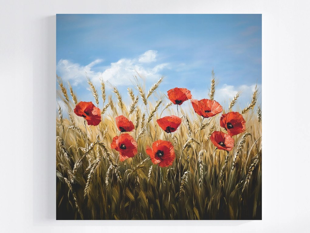 Canvas Vászonkép Pipacsok Mező Égbolt 80x80