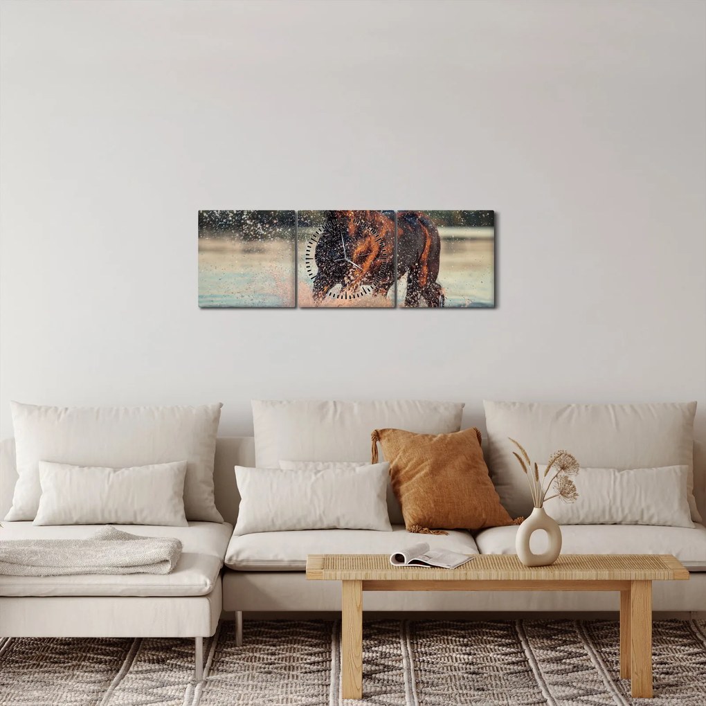 Kép - Futó ló (órával) (90x30 cm)