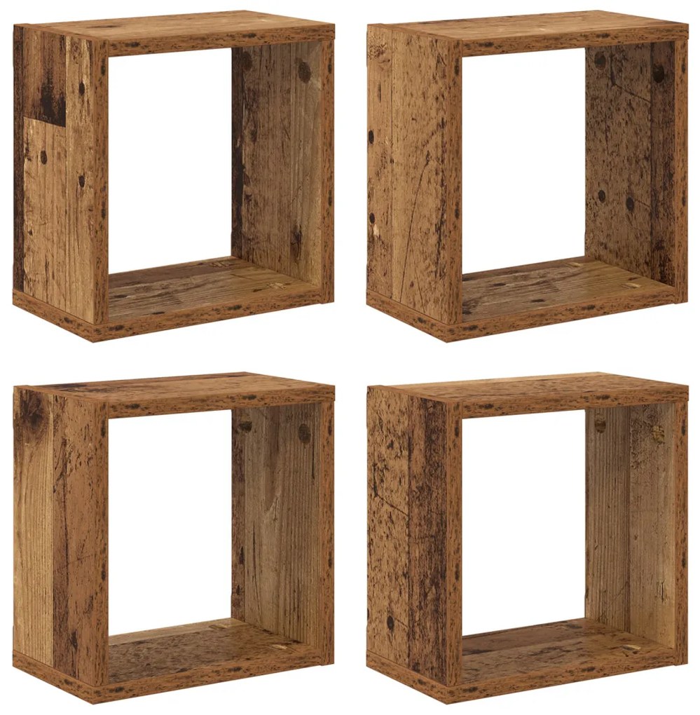 Fali Polcok Régi fa Tömör Újrahasznosított Fa 26 x 15 x 26 cm
