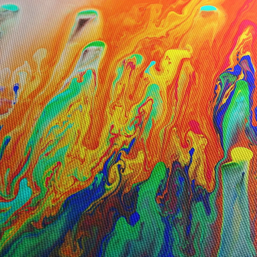 Kép - Színes absztrakció (órával) (90x30 cm)