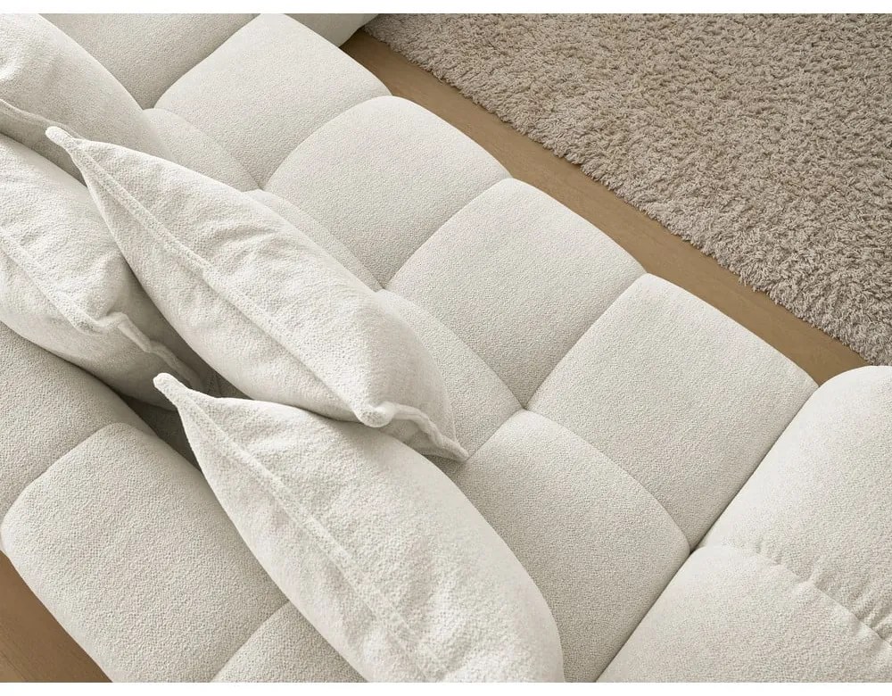 Fehér zsenília kinyitható-tárolóhelyes sarokkanapé (jobb oldali-L alakú) Everest – Bobochic Paris