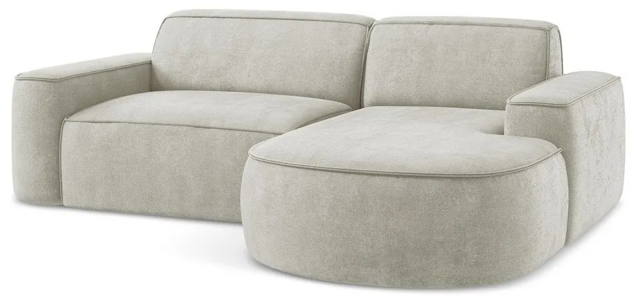 Krémszínű zsenília sarokkanapé (jobb oldali-heverő résszel) Omao – Makamii