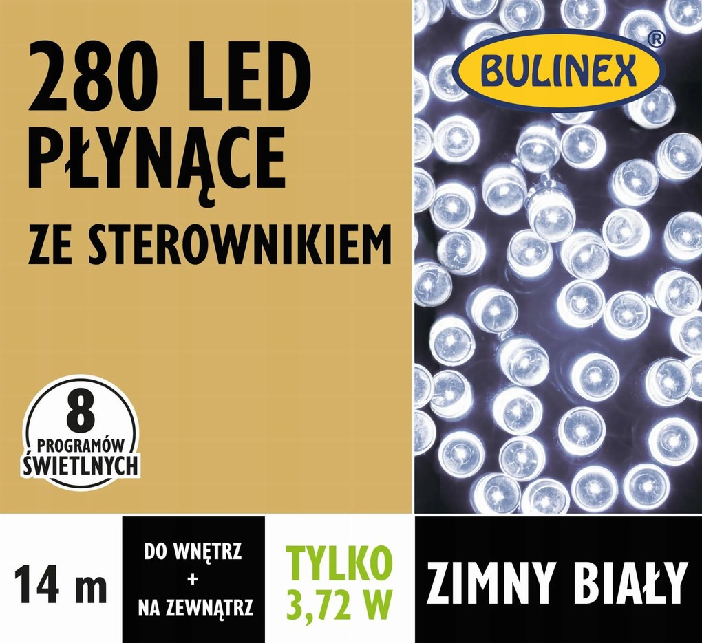 Külső lámpák Bulinex futófényes 280 Led hideg fehér színű, 14m hosszú, Sláger!