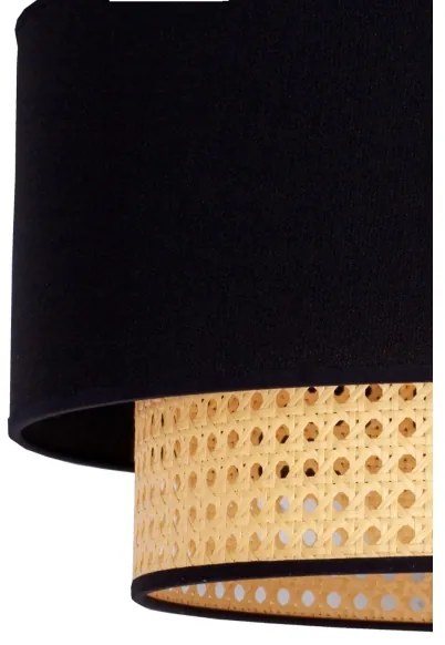 Duolla - Csillár zsinóron BOHO 1xE27/15W/230V átm. 45 cm fekete/rattan