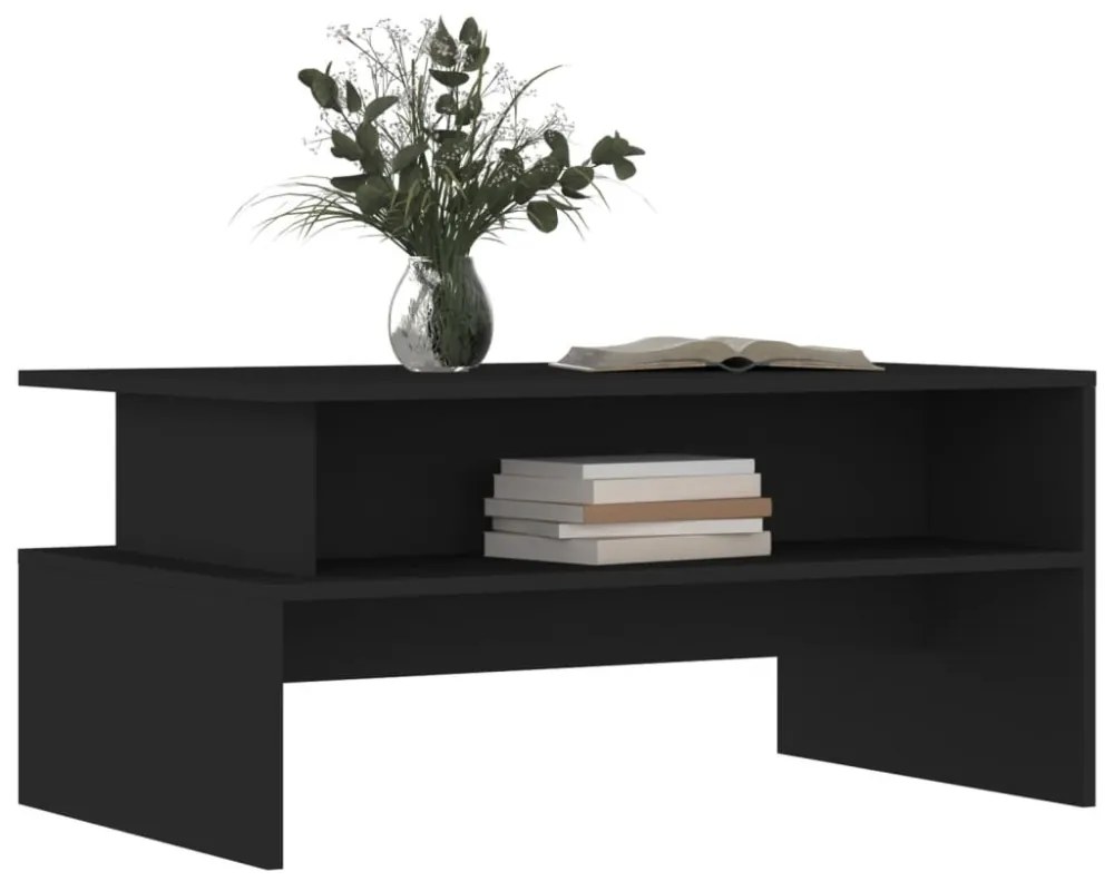 fekete szerelt fa dohányzóasztal 90 x 55 x 42,5 cm