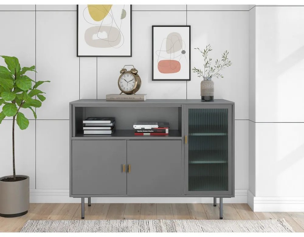 Szürke fém tálalószekrény 104x80 cm Rosalie – Støraa