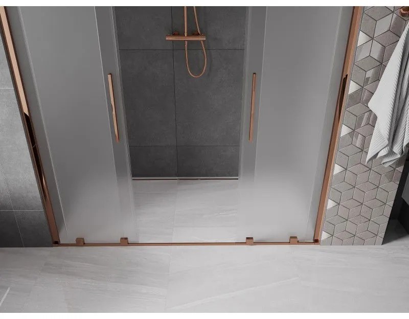 Mexen Velar Duo, tolózuhanyajtó nyitáshoz 180 cm, 8 mm-es matt üveg, rózsaszín arany, 871-180-000-32-60