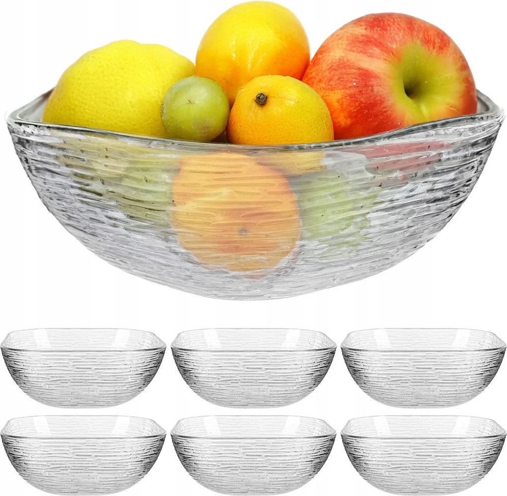 Saláta tálaló Üveg Snack Tál Gyümölcs Saláta 20 cm Tálak 6 db-os szett