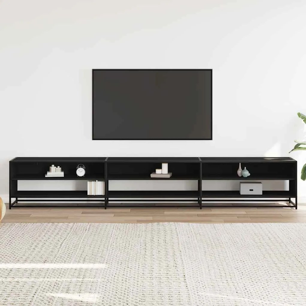 fekete szerelt fa TV-szekrény 270 x 40 x 46 cm