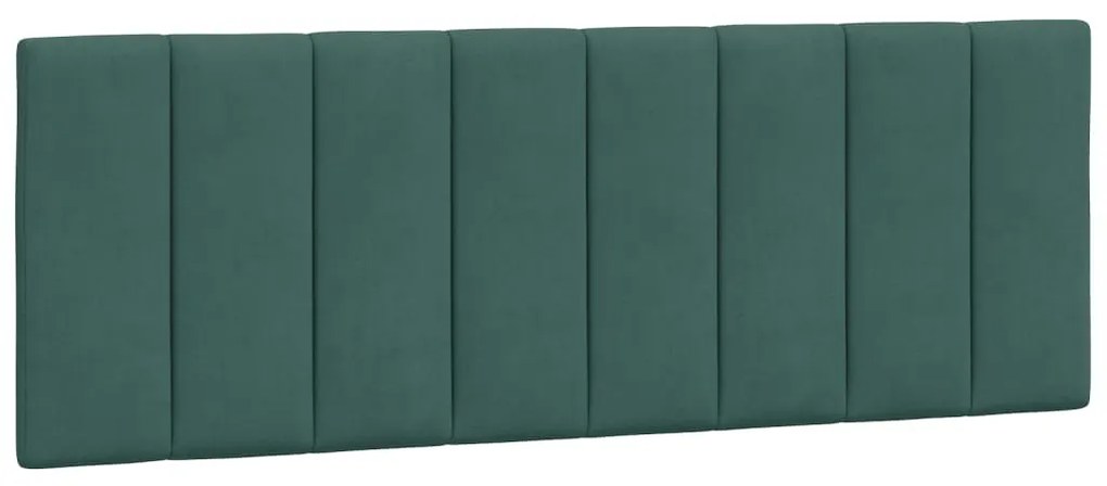 sötétzöld bársony ágykeret LED-világítással 140 x 200 cm