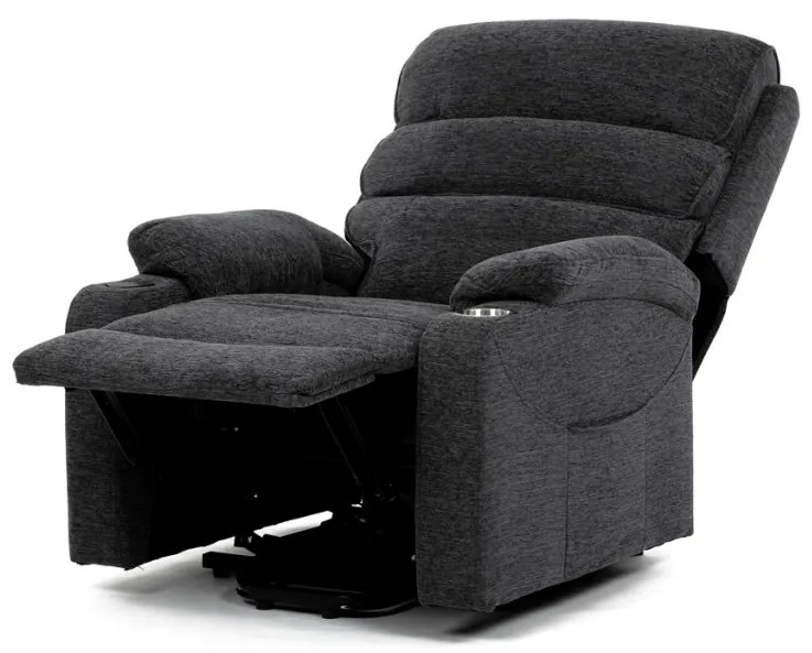 Fotoliu de relaxare electric și TV, 1 motor, tapițerie gri, încărcare wireless pentru telefoane mobile