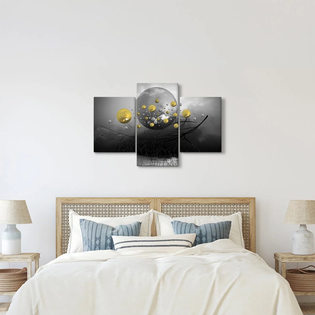 Arany absztrakt gömbök képe (90x60 cm)