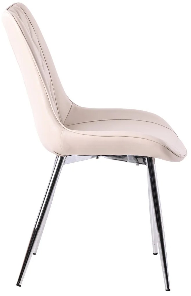 Scaun de dining elegant, bej, cu tapițerie din piele ecologică