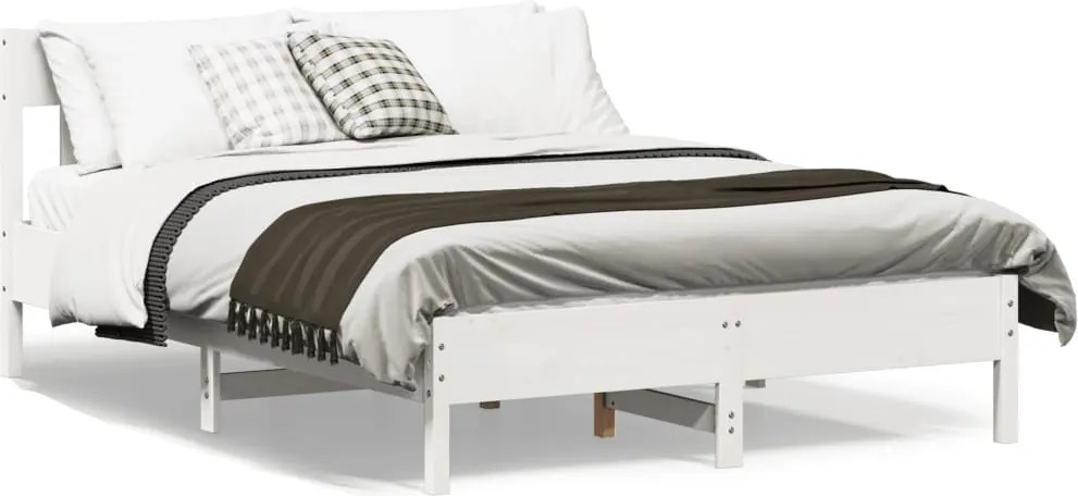 vidaXL fehér tömör fenyőfa ágy matrac nélkül 160 x 200 cm