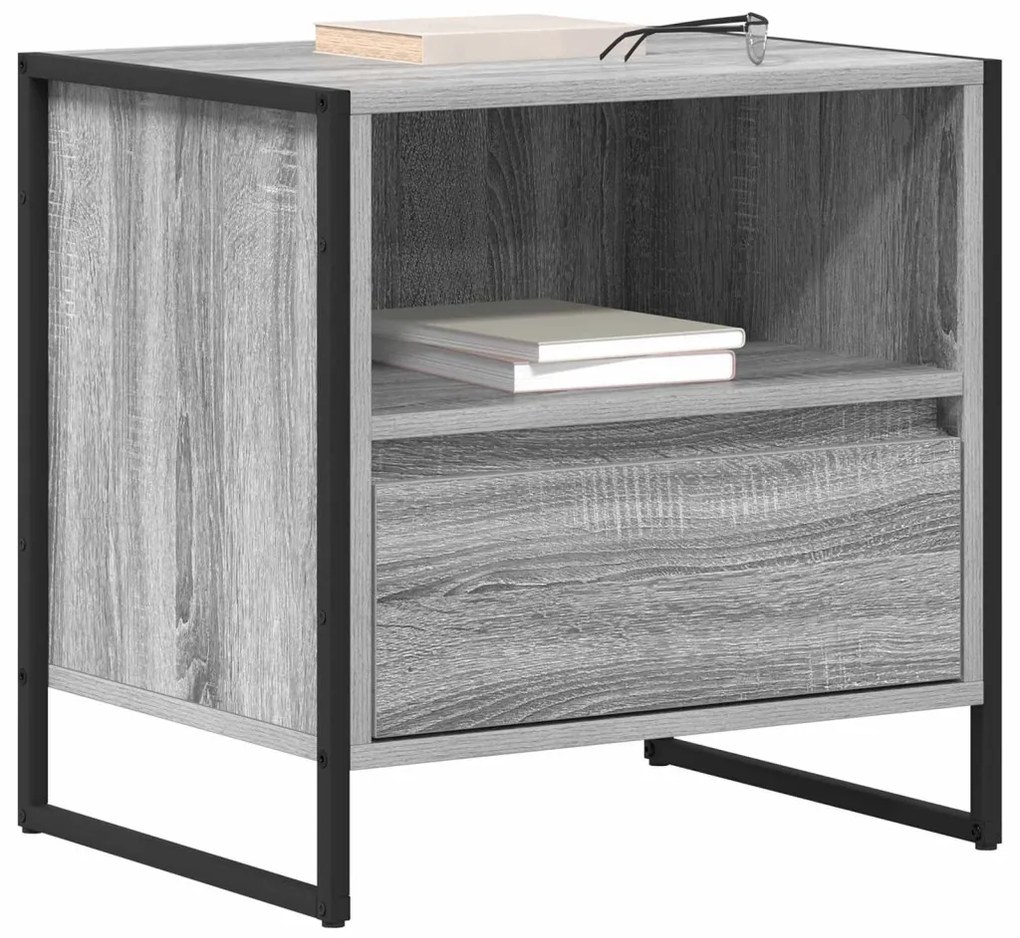 vidaXL Éjjeli asztal fiókkal Szürke Sonoma 50 x 39,5 x 50 cm Faanyag